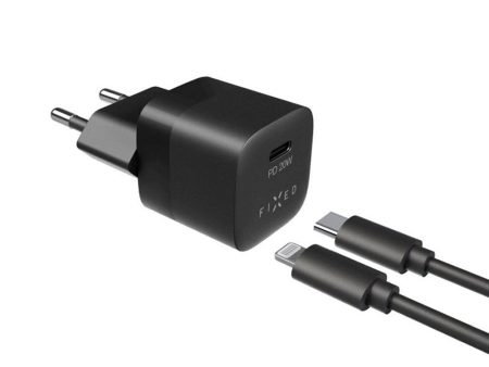 Fixed PD 20W USB-C Hurtig Vægoplader m. USB-C til Lightning Kabel - Sort Fashion