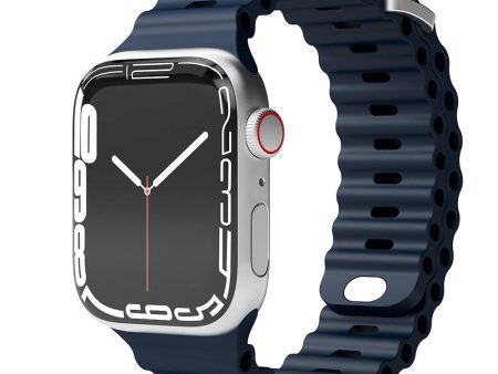 Apple Watch (38 40 SE 41 42mm) Vonmählen Wave Band Silikone Rem - Blå Hot on Sale