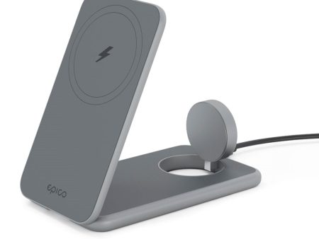 Epico Mag+ Charging Stand - 3-i-1 Trådløs Oplader - MagSafe Kompatibel - Space Grey Cheap