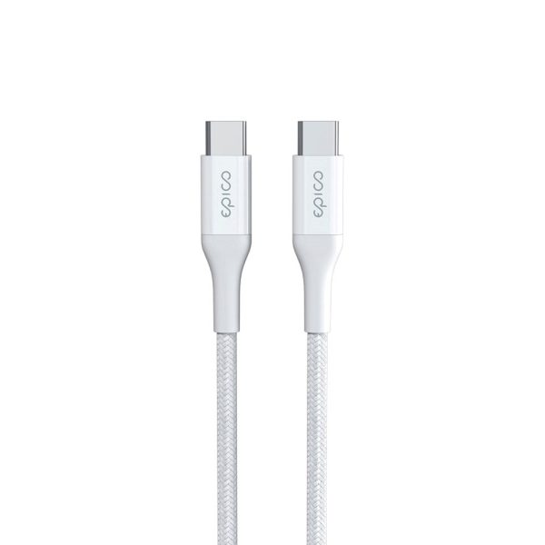 Epico Braided USB-C til USB-C Kabel PD 100W - 2m - Hvid on Sale