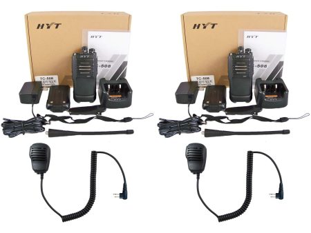 HYT TC-508-U UHF 400-470 MHz 16 Channels 4 Watts 2WIP54 Portable Radio Full Package with Speaker Microphone (2-Pack) Online Hot Sale