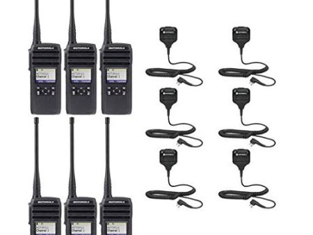 DTR700 50 Channel 1 Watt 900MHZ License Free Digital Two Way Radio with HKLN4606 Speaker Microphone (6 Pack) Supply