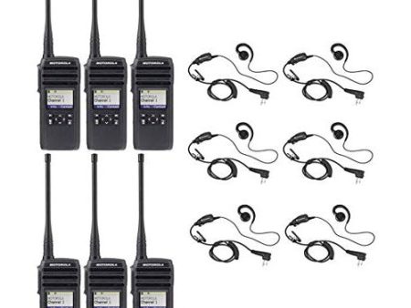 DTR700 50 Channel 1 Watt 900MHZ License Free Digital Two Way Radio with HKLN4604 C-Ring Headset (6 Pack) Supply