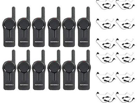 12 Pack of Motorola DLR1060 900MHz ISM Band 1 Watt 6 Channels License Free Digital Two-Way Radio and Surveillance Headset For Cheap