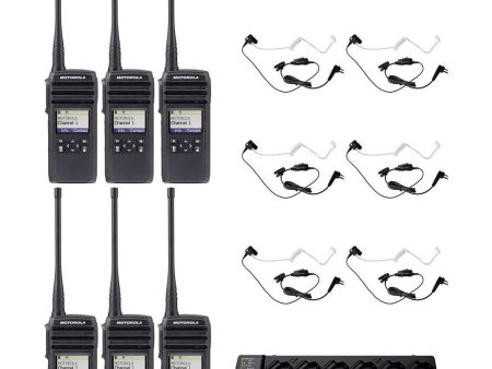 DTR700 50 Channel 1 Watt 900MHZ License Free Digital Two Way Radio with HKLN4601 Surveillance Headset and PMPN4465 Multi Unit Charger (6 Pack) Online Hot Sale